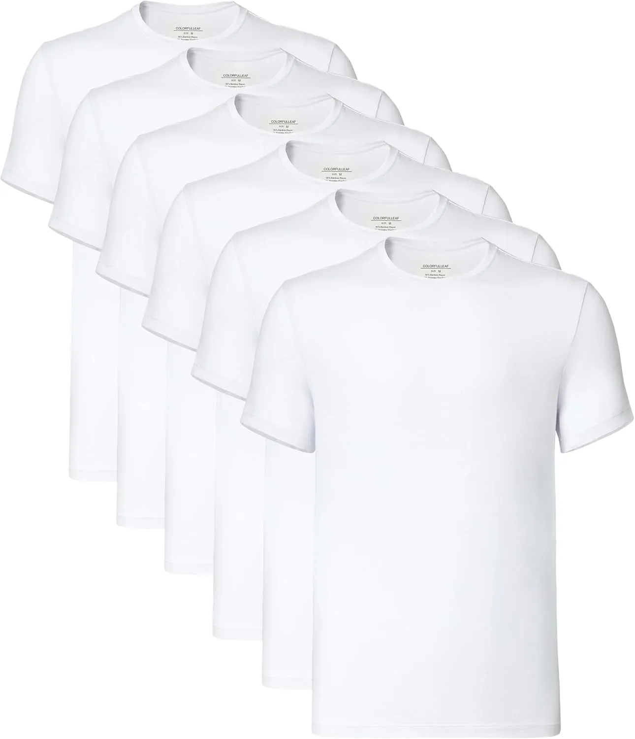 COLORFULLEAF Men's Bamboo Undershirts Regular Fit V Neck T-Shirts Short Sleeve Crew Neck Tees 3 or 6 Pack