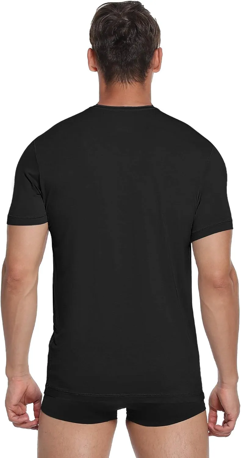 COLORFULLEAF Men's Bamboo Undershirts Regular Fit V Neck T-Shirts Short Sleeve Crew Neck Tees 3 or 6 Pack