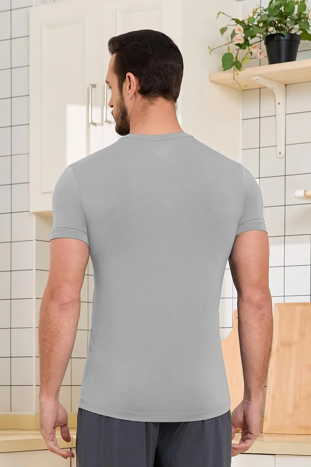 COLORFULLEAF Men's Bamboo Undershirts Regular Fit V Neck T-Shirts Short Sleeve Crew Neck Tees 3 or 6 Pack