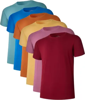 COLORFULLEAF Men's Bamboo Undershirts Regular Fit V Neck T-Shirts Short Sleeve Crew Neck Tees 3 or 6 Pack