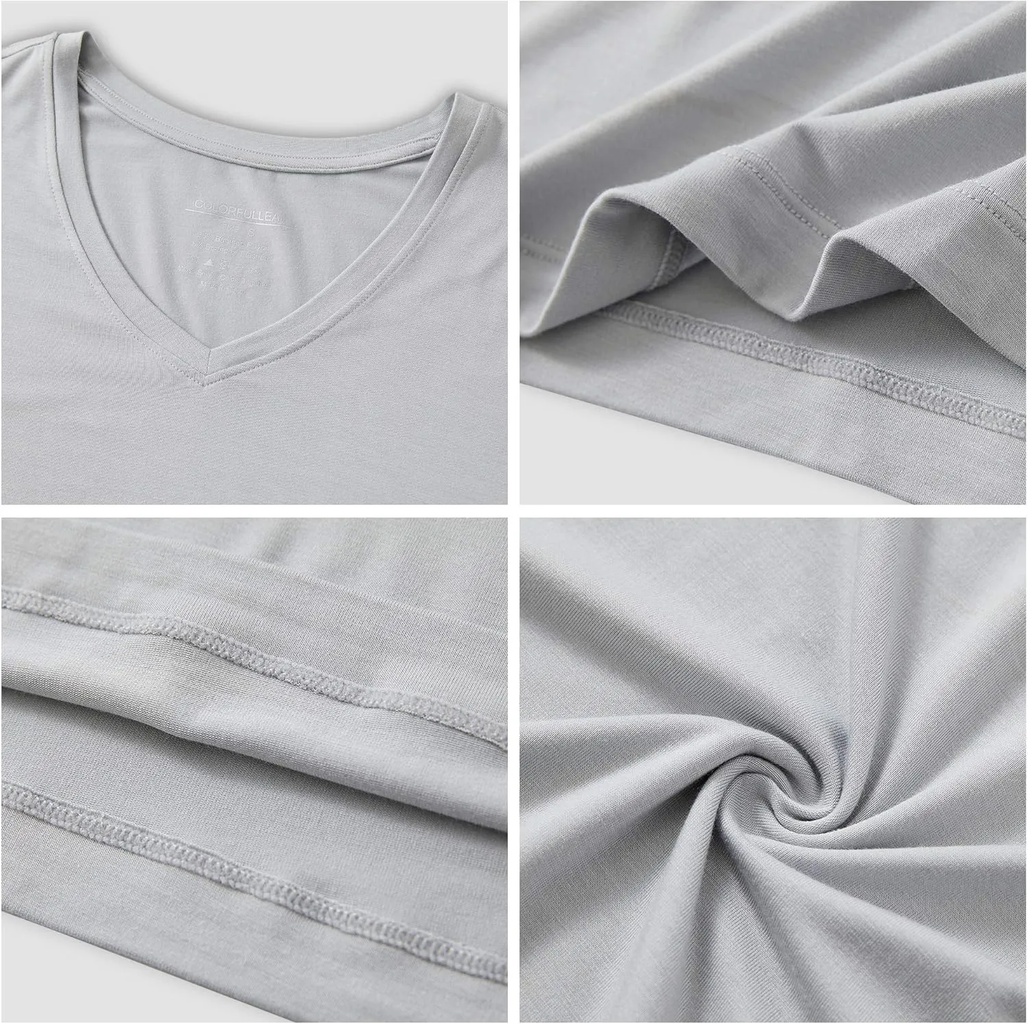 COLORFULLEAF Men's Bamboo Undershirts Regular Fit V Neck T-Shirts Short Sleeve Crew Neck Tees 3 or 6 Pack