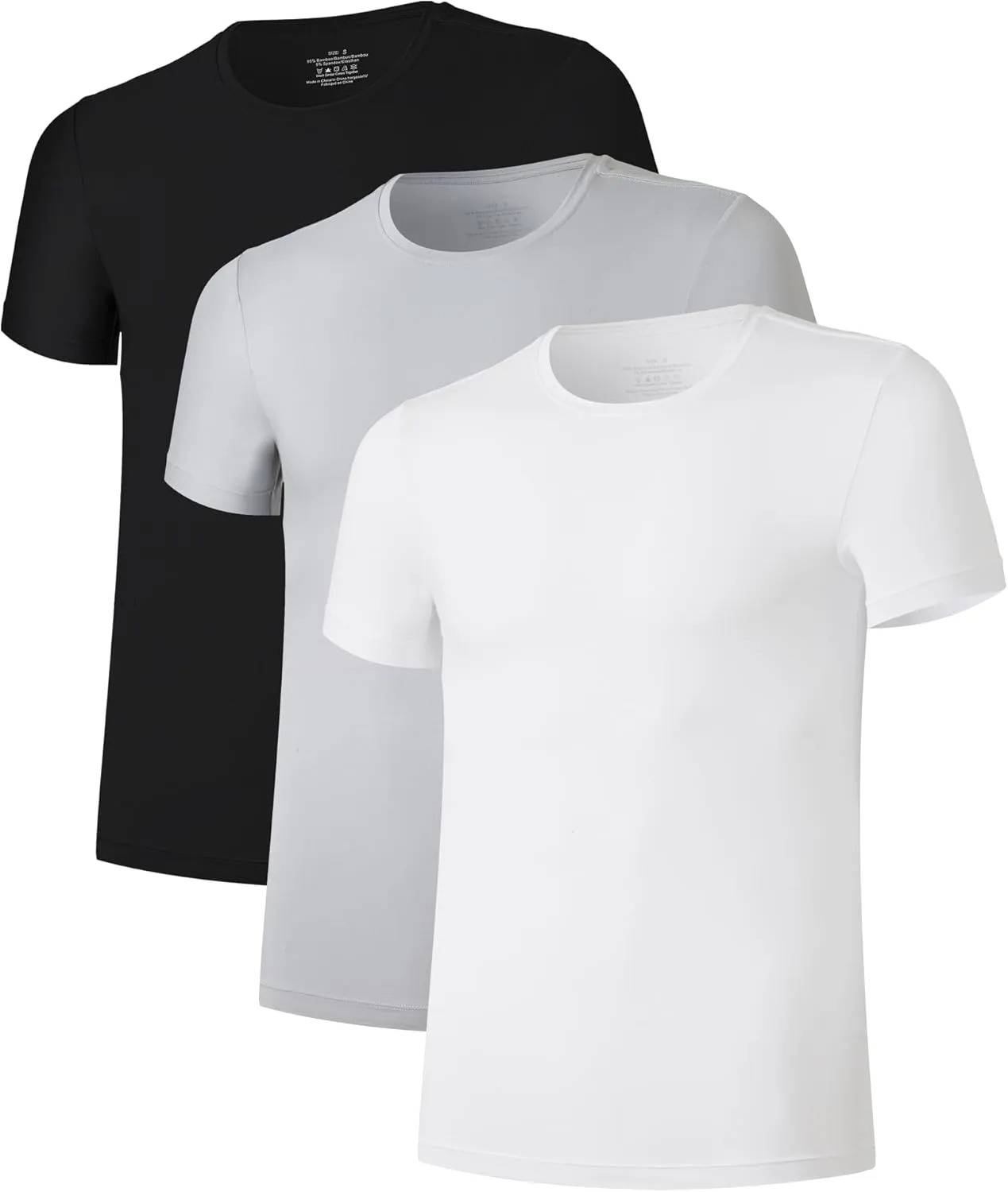 COLORFULLEAF Men's Bamboo Undershirts Regular Fit V Neck T-Shirts Short Sleeve Crew Neck Tees 3 or 6 Pack