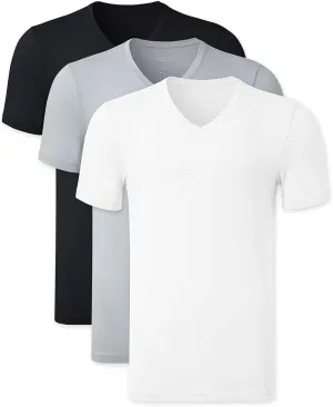 COLORFULLEAF Men's Bamboo Undershirts Regular Fit V Neck T-Shirts Short Sleeve Crew Neck Tees 3 or 6 Pack