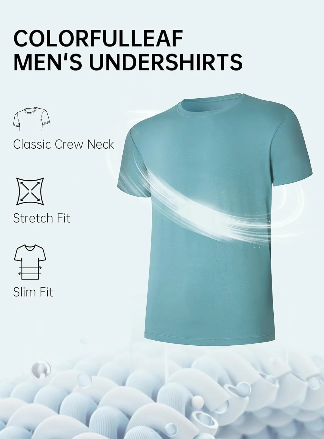 COLORFULLEAF Men's Bamboo Undershirts Regular Fit V Neck T-Shirts Short Sleeve Crew Neck Tees 3 or 6 Pack