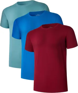 COLORFULLEAF Men's Undershirts Bamboo Rayon Short Sleeve Crewneck/V-Neck Tees Slim-fit T-Shirts 3 or 5 Pack