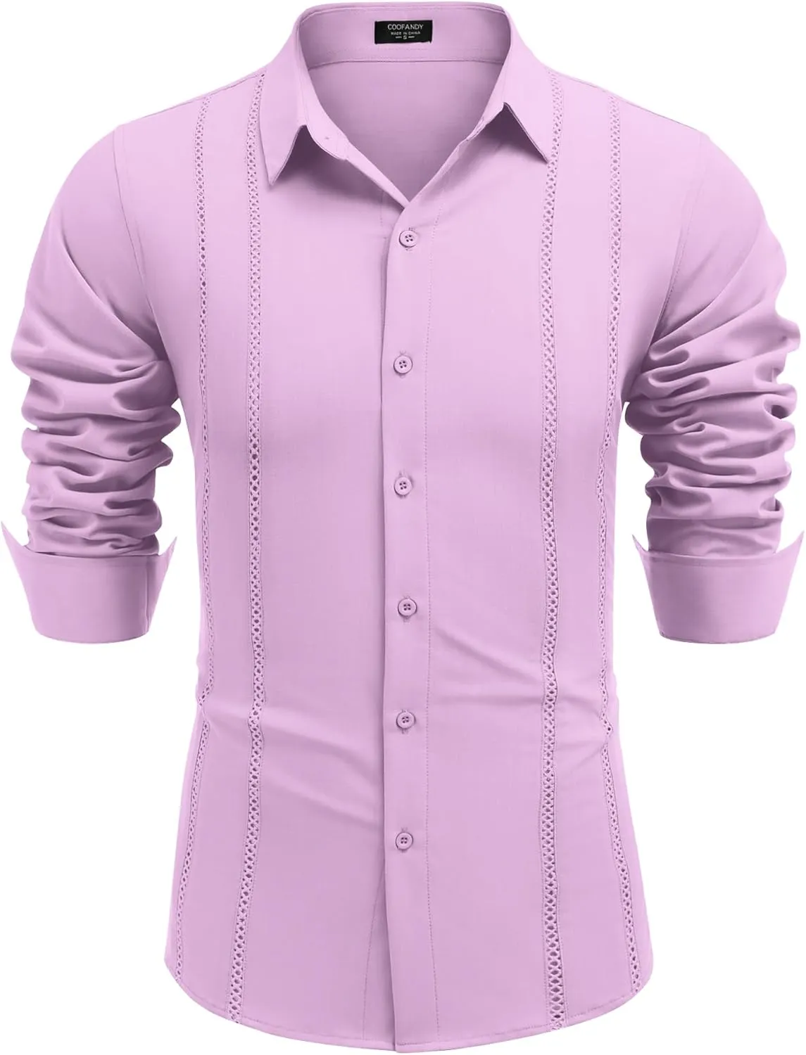 COOFANDY Mens Cuban Guayabera Shirt Casual Button Down Shirts Long Sleeve Summer Beach Shirts