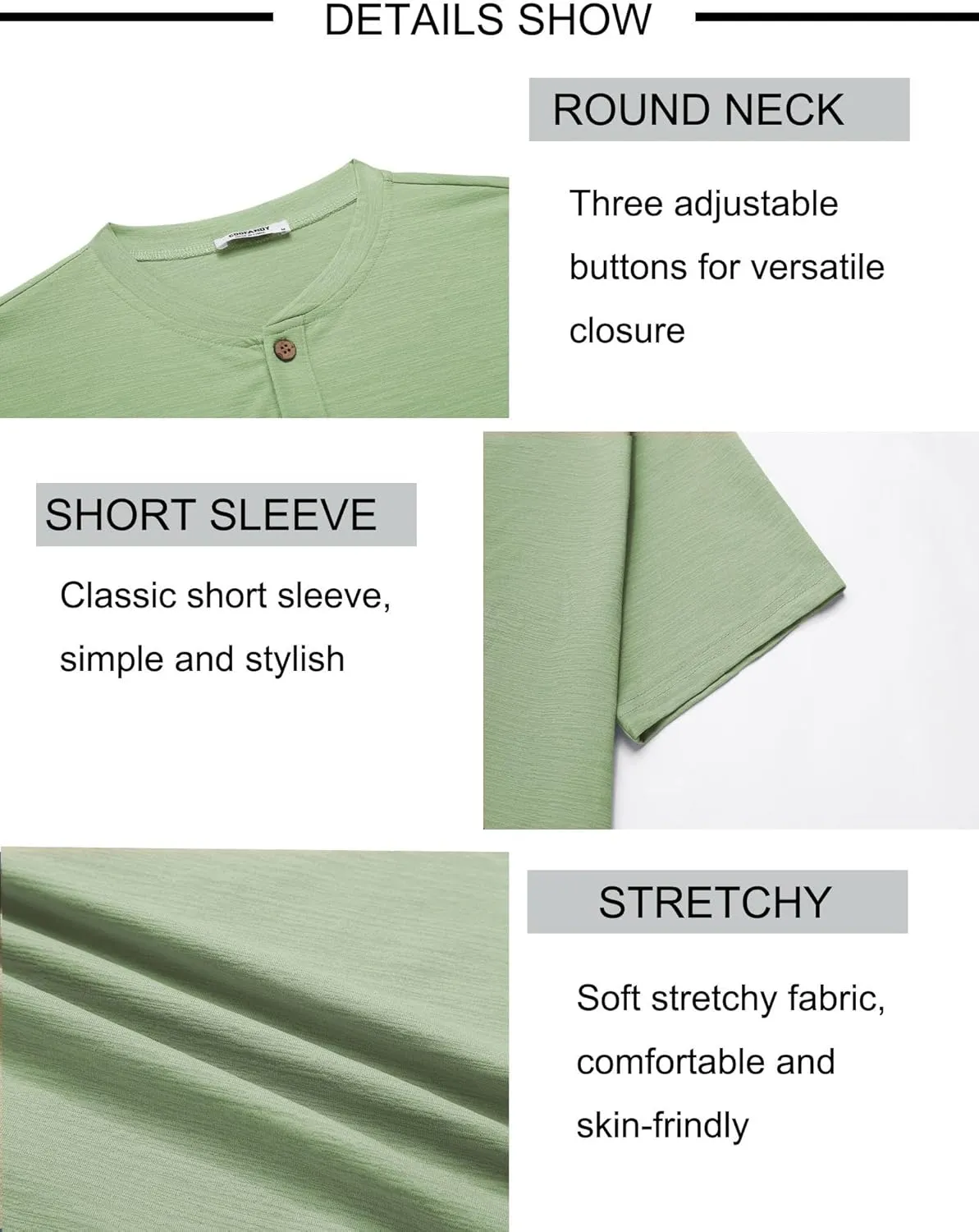 COOFANDY Mens Henley Shirts Short Sleeve Casual Button Down Shirts Lightweight Summer Basic Tee