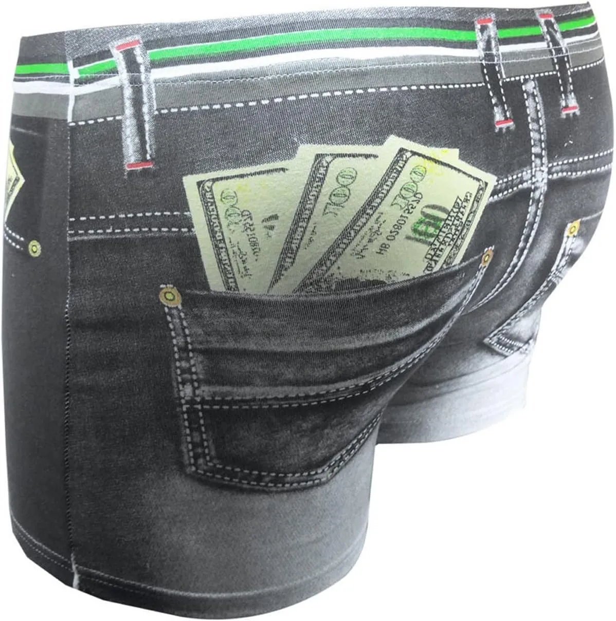 Cotton Boxer Briefs for Men Sexy Mid Waisted Sports Breathable Printed Underwear Pouch Stretch Trunks with Elastic Waistband