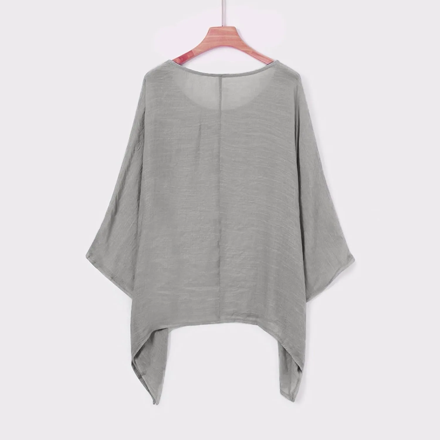Cotton Linen Shirt for Women Plus Size Long Sleeve Crewneck Casual Tops Basic Loose Fit Lightweight Comfy Tees Summer Clothes