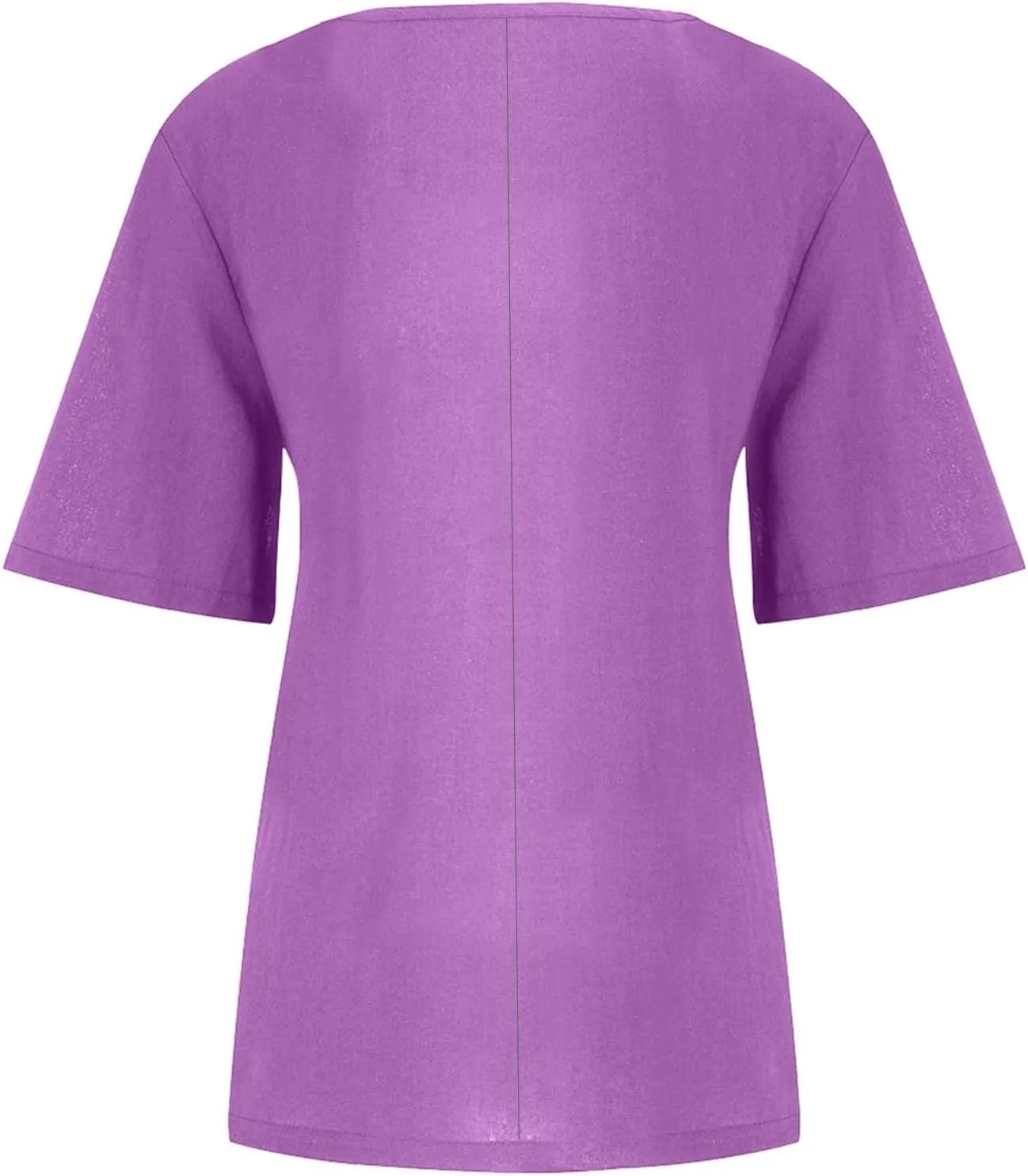Cotton Linen Tops for Women 2025 Summer Casual Roll Up Short Sleeve T-Shirt Loose Fit Solid Color Tees Blouses