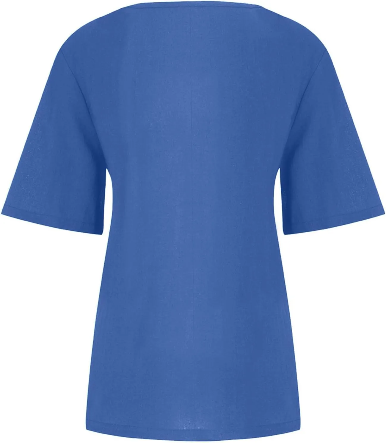 Cotton Linen Tops for Women 2025 Summer Casual Roll Up Short Sleeve T-Shirt Loose Fit Solid Color Tees Blouses