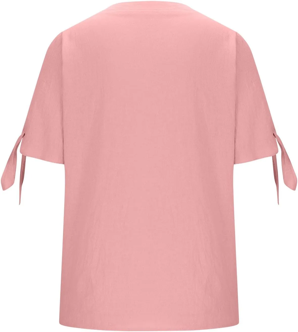 Cotton Linen Tops for Women 2025 Summer Henley V Neck Shirts Cutout Short Sleeve Tunic Gradient Floral Casual Tshirts