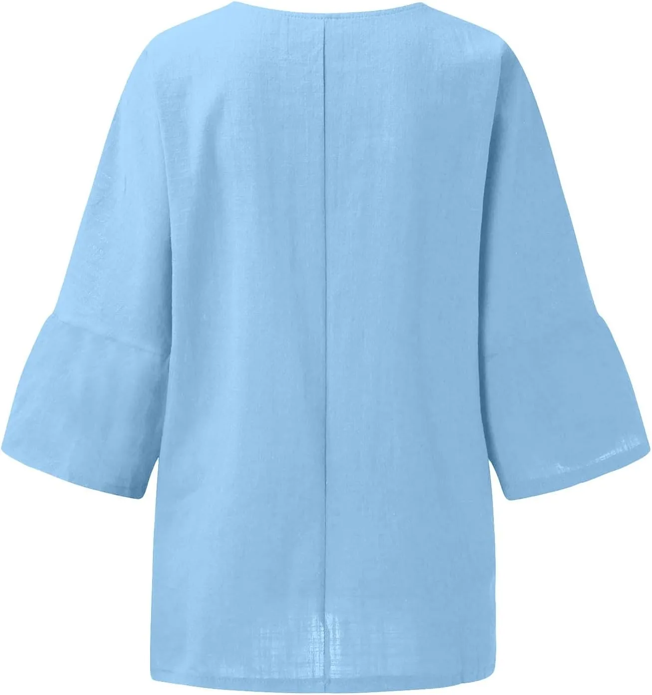 Cotton Linen Tops for Women Dressy Pleated 3/4 Sleeve Blouses Casual 2025 Summer Side Split Plus Size Tunic Tshirts