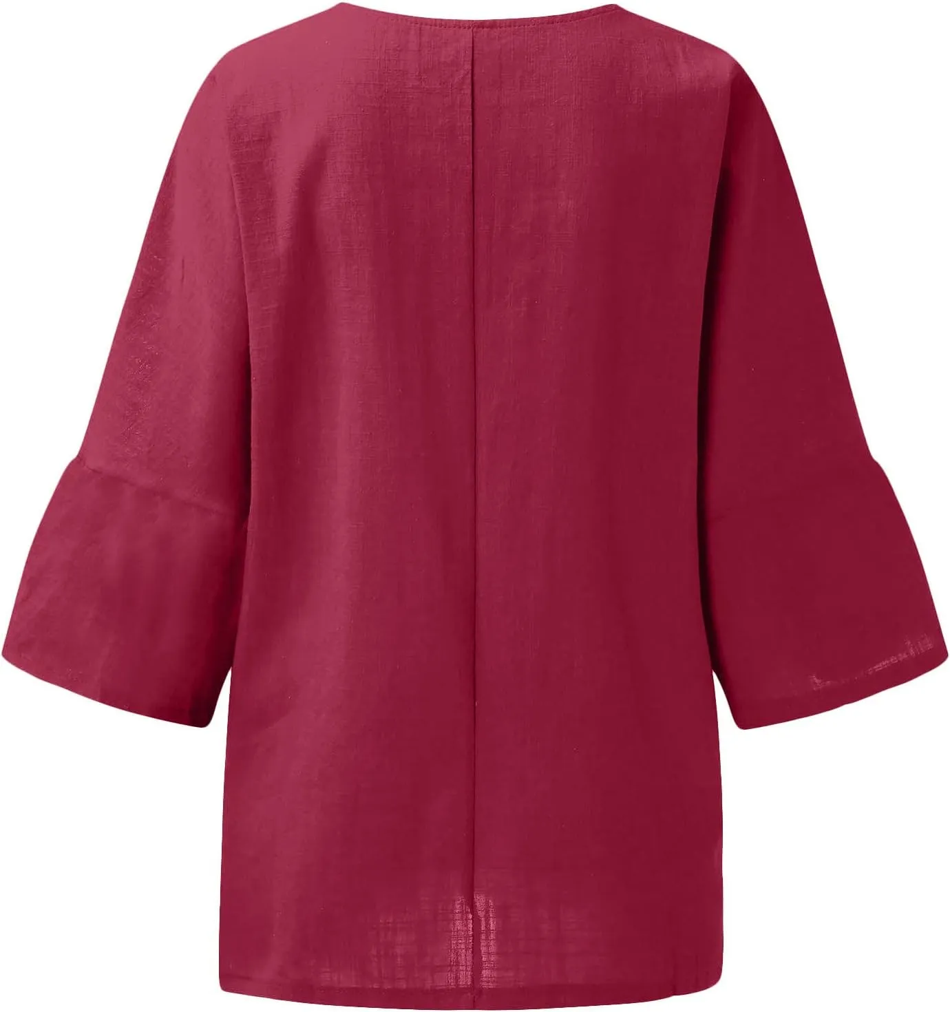 Cotton Linen Tops for Women Dressy Pleated 3/4 Sleeve Blouses Casual 2025 Summer Side Split Plus Size Tunic Tshirts