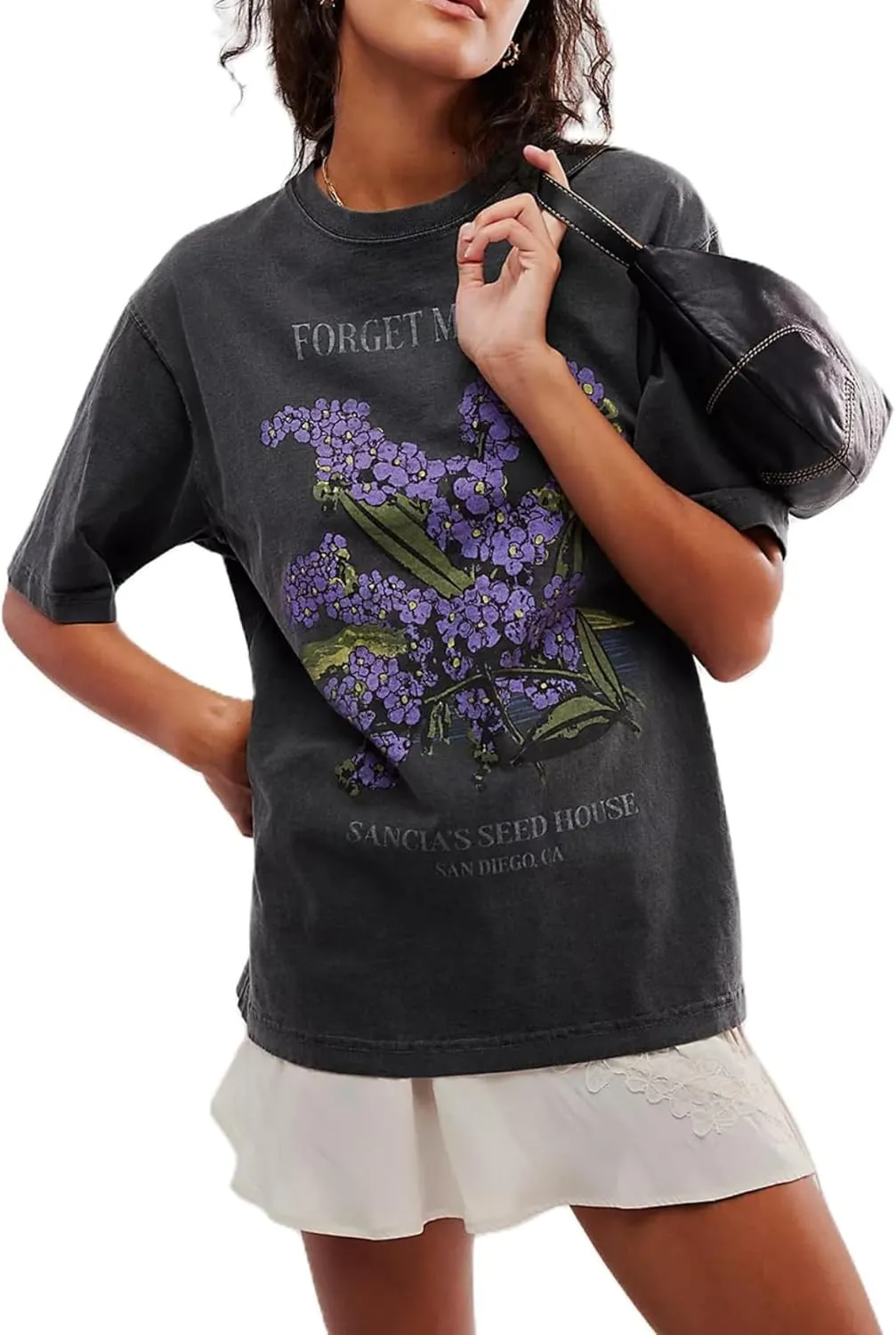 Cotton Oversized Hibiscus Tee Shirt for Women Floral Graphic Hawaiian T Shirts Casual Summer Vacation Loose Tops