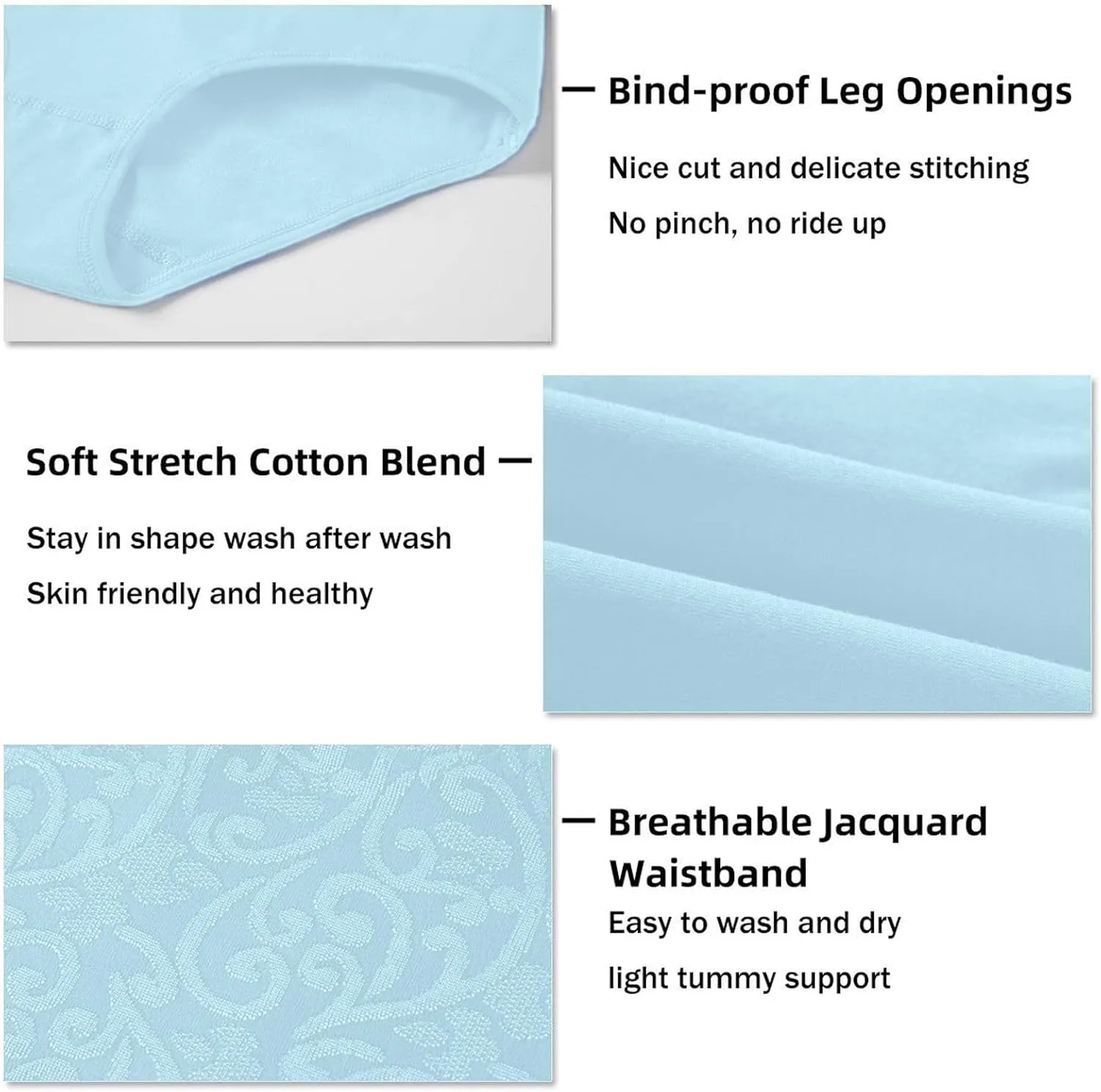 Cotton Underwear For Women Comfy Soft Breathable Elastic Waist Panties Plus Size Sexy Stretch Tummy Control Briefs