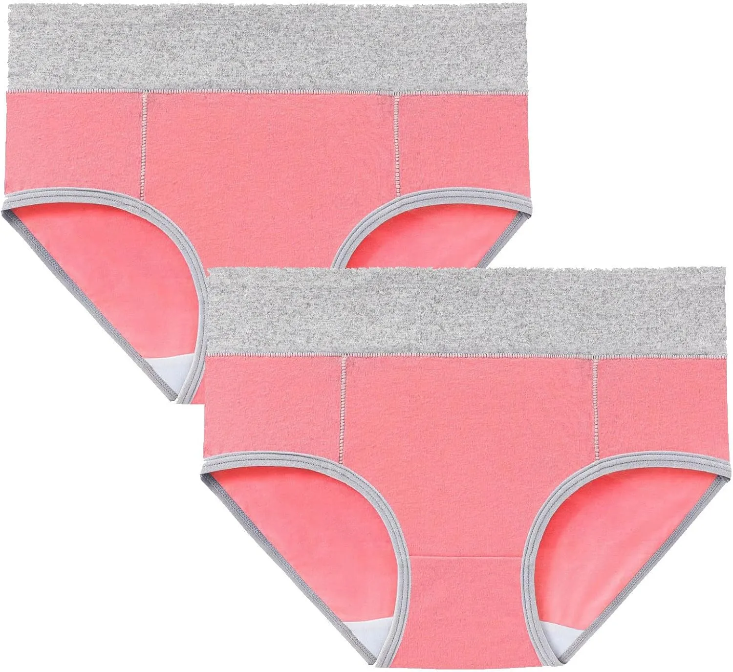 Cotton Underwear for Women High Waist Panties Full Coverage Briefs Soft Strech Ladies Breathable Panties-2 Pack