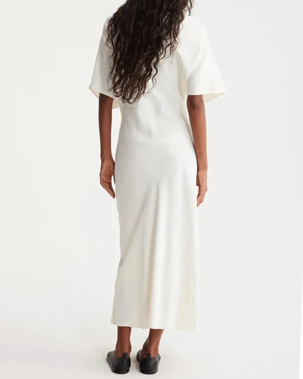 Cream Fluid Satin Dress