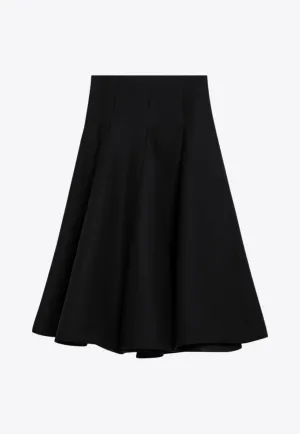 Crepe Couture Wool-Blend Midi Skirt