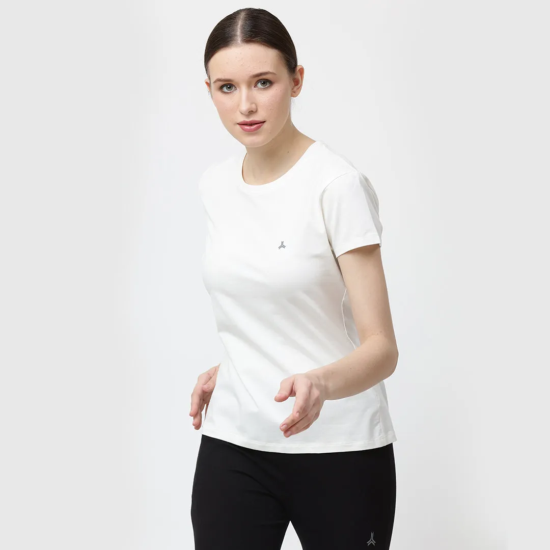Crew Neck Solid T-Shirt - Off White
