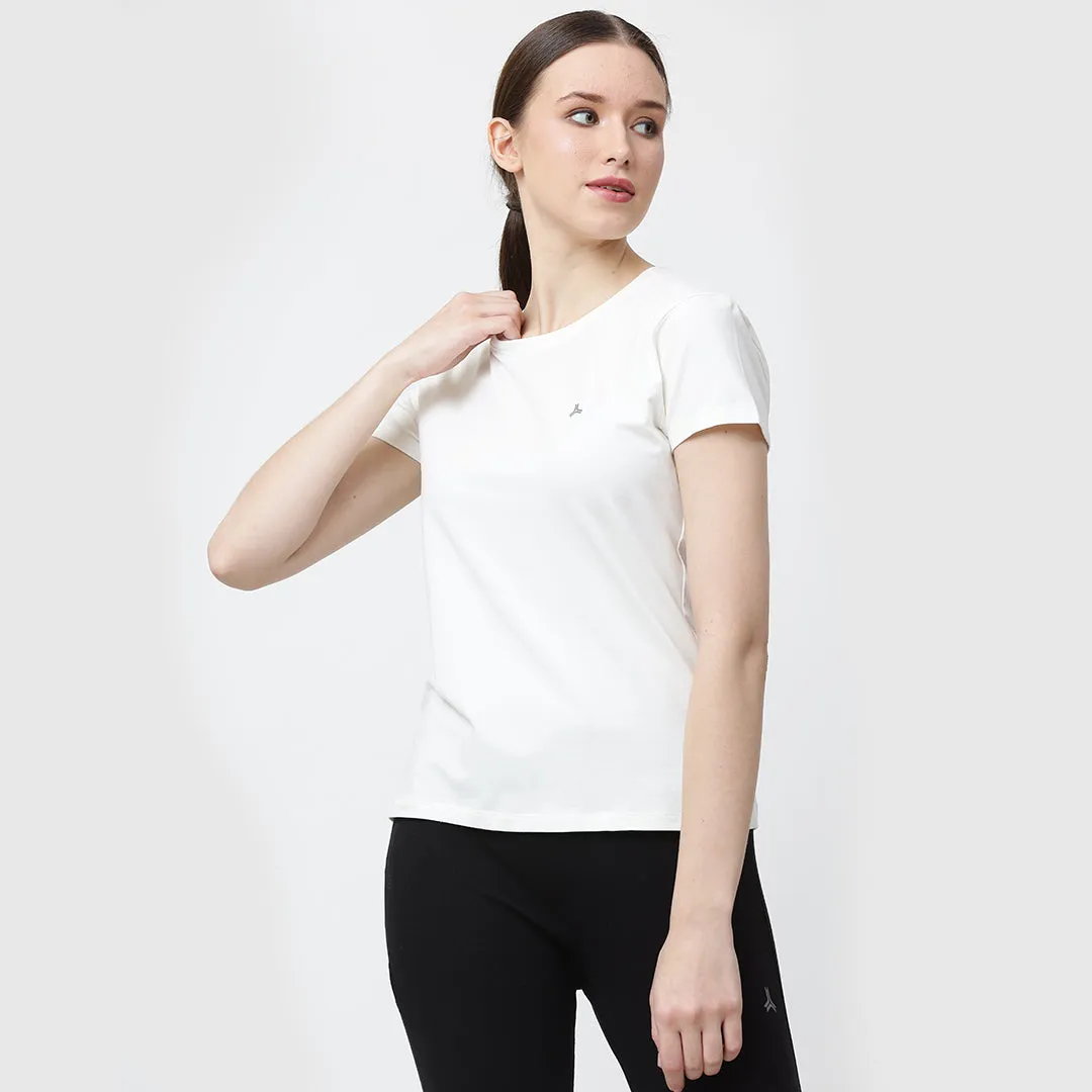 Crew Neck Solid T-Shirt - Off White
