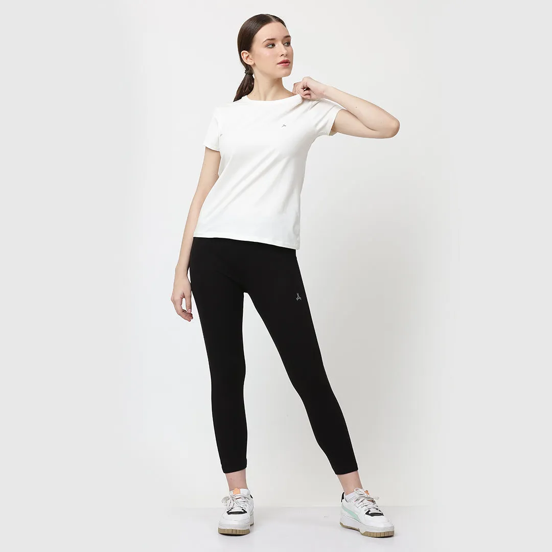 Crew Neck Solid T-Shirt - Off White