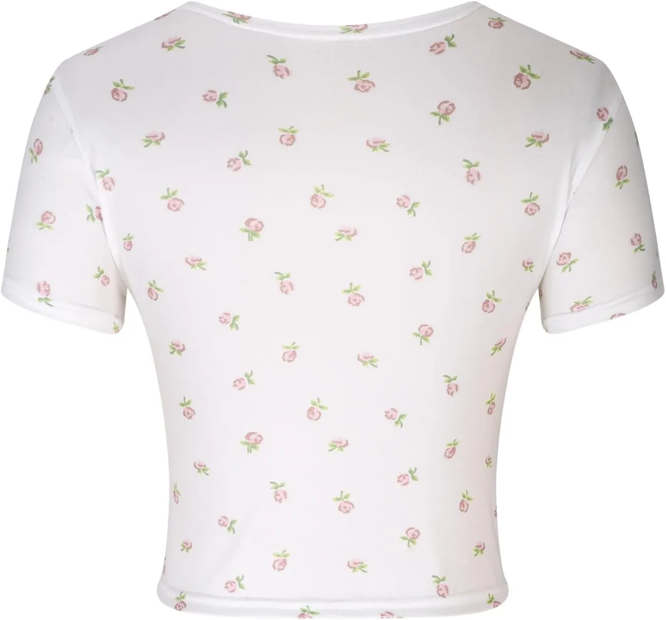 Crop Tops for Women Trendy Short Sleeve Wrap V Neck Floral Print Slim Fit Tees Sexy Casual Summer Going Out Y2k Shirt