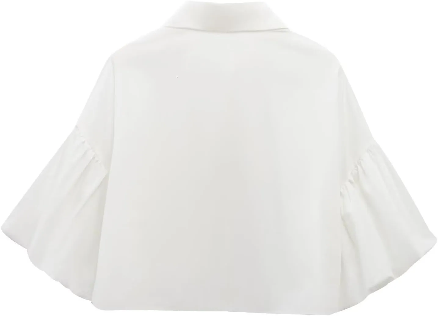 Cropped Shirts for Women Lapel Button Puffed Sleeves Blouse Thin Lightweight Breathable Summer Street Travel Outfits