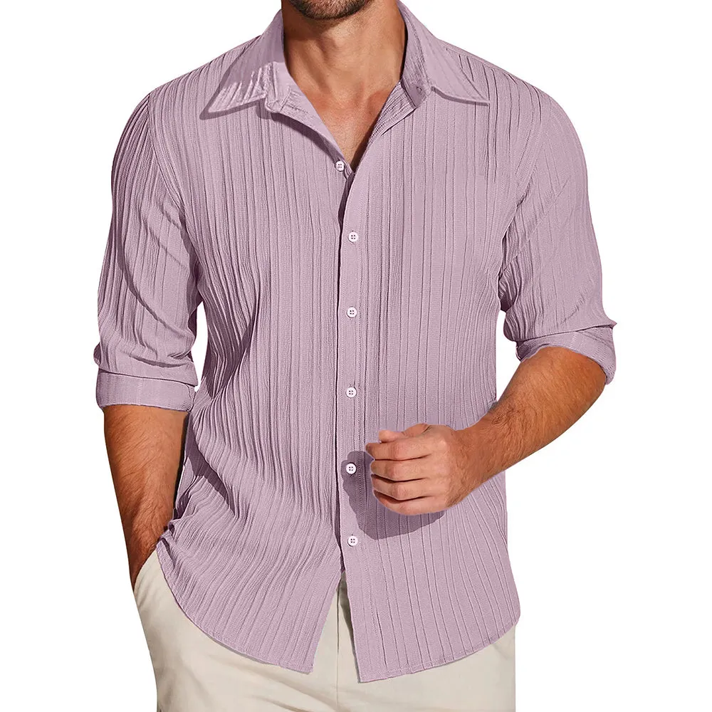 Crushed Self Stripe Light Pink Shirt