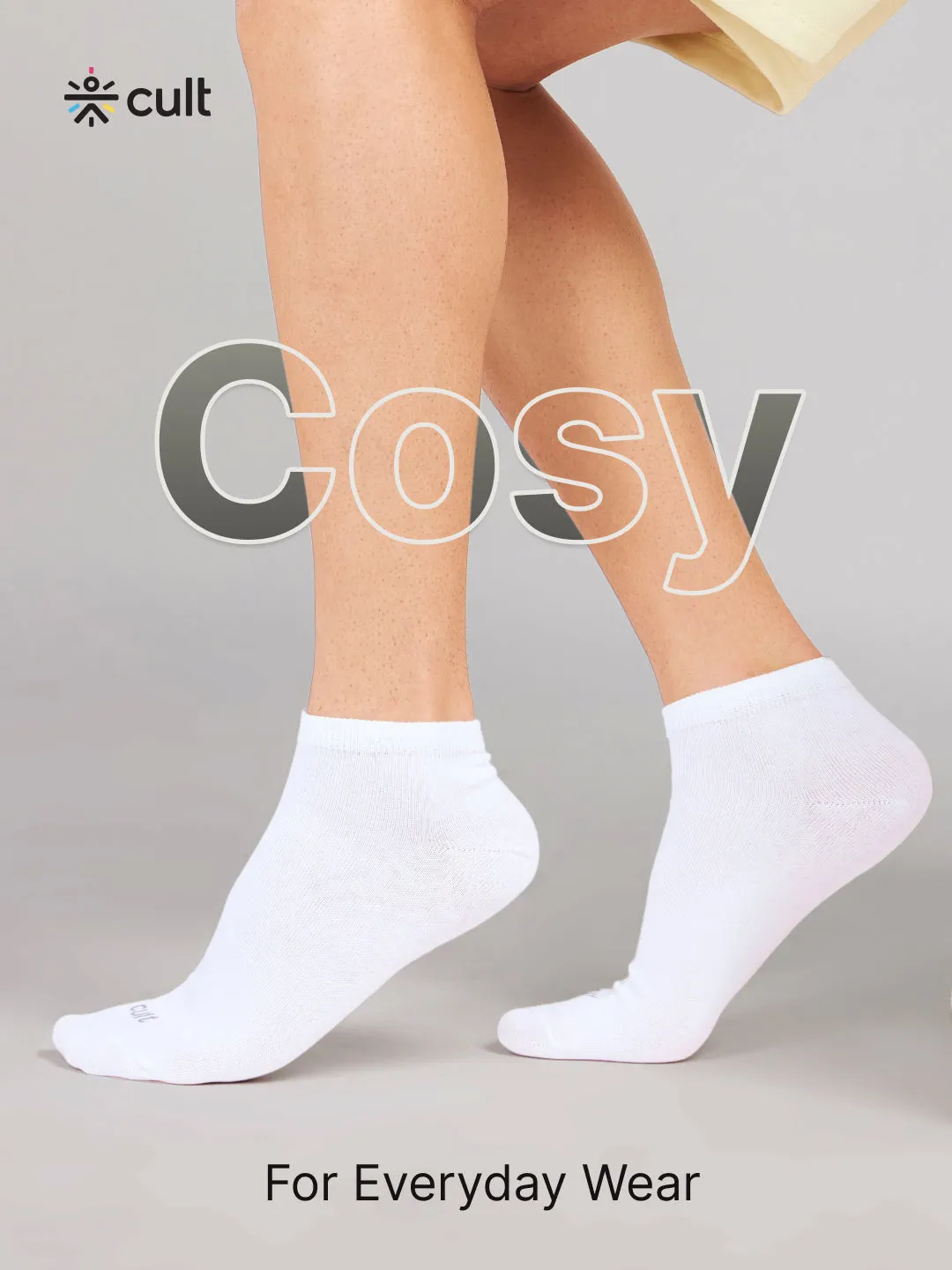 Cult Casual Men's Ankle Length Cotton Socks - White (Pack of 5)
