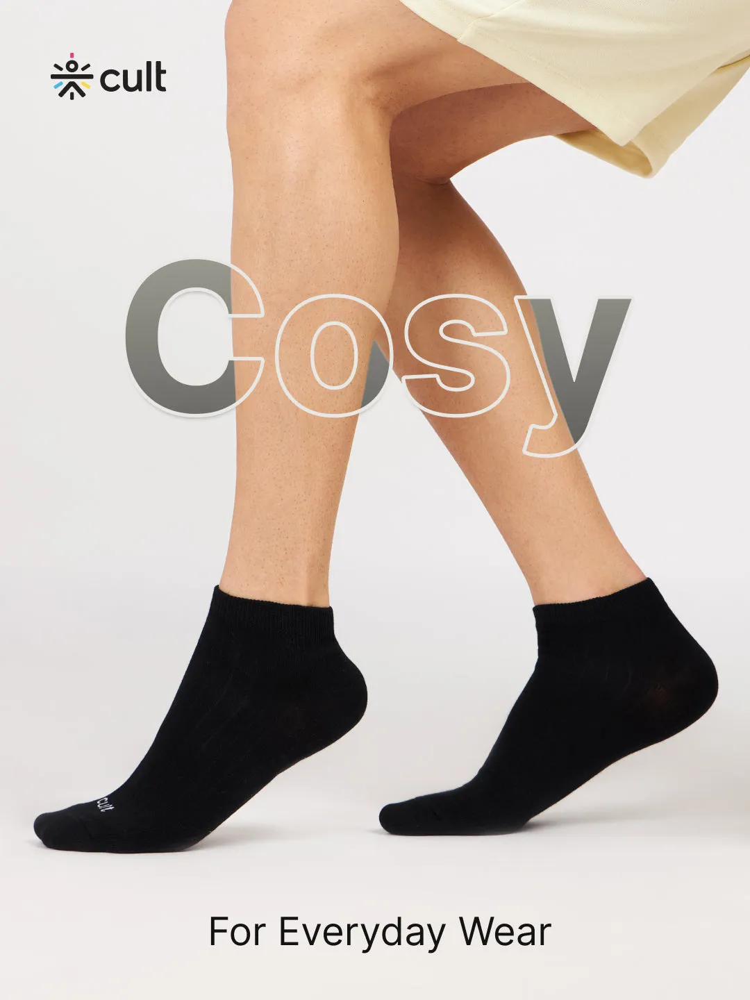 Cult Casual Men's Low Ankle Cotton Socks - Black (Pack of 3)