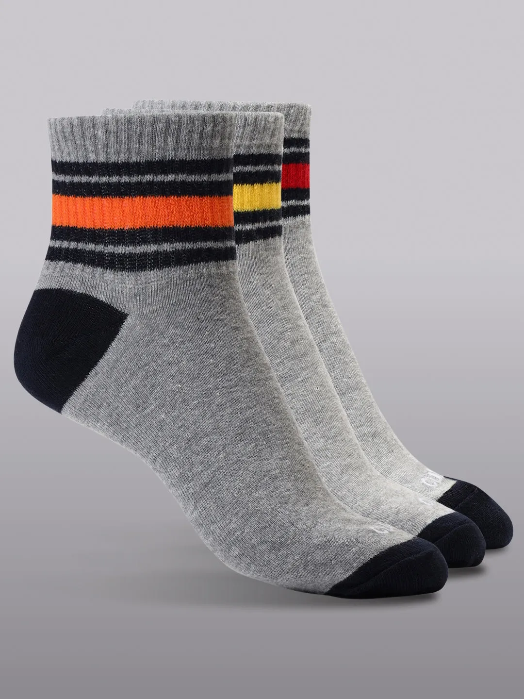 Cult Sports Men's Ankle Length Cotton Socks - Multicolour (Pack of 3)