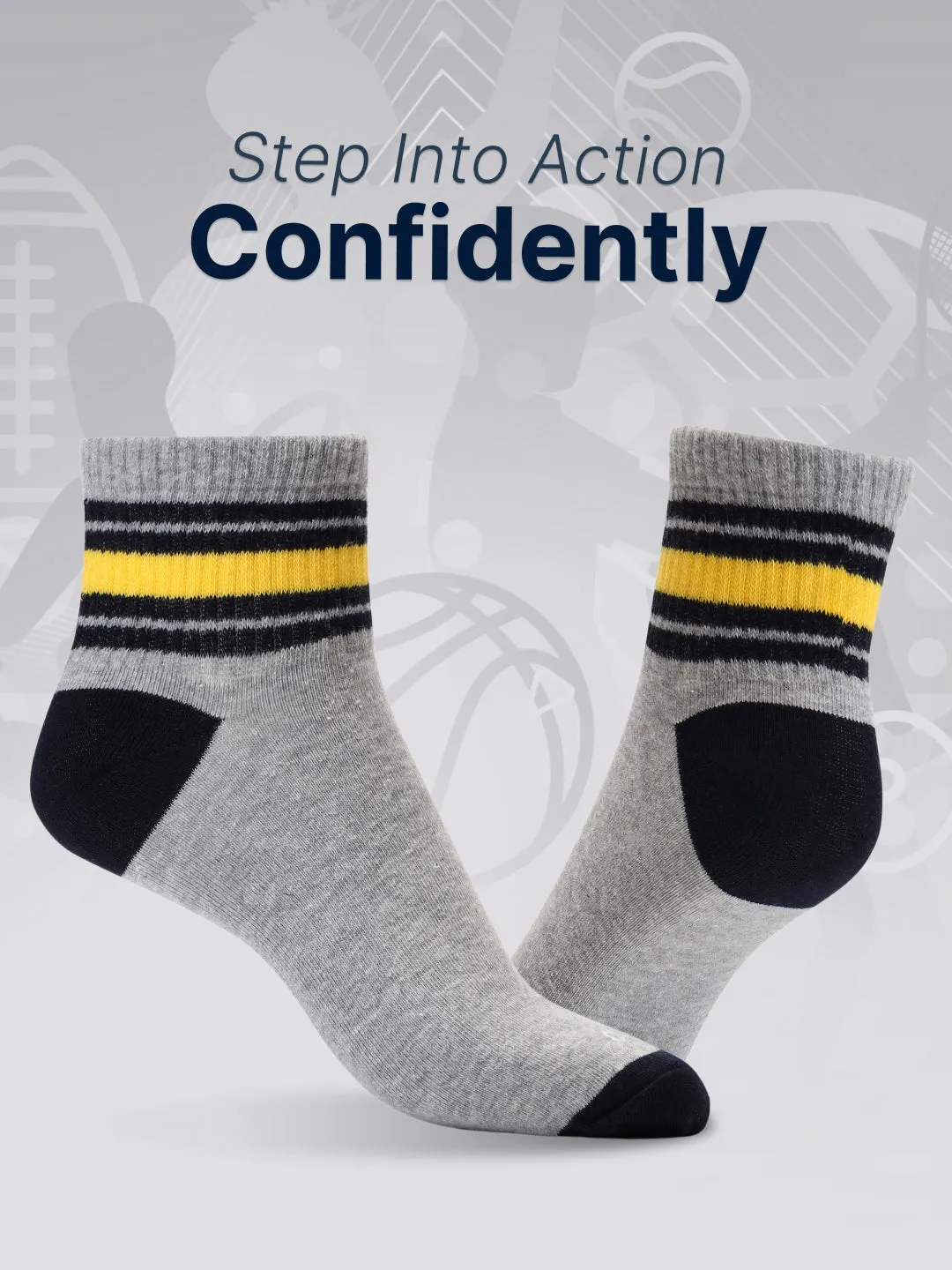 Cult Sports Men's Ankle Length Cotton Socks - Multicolour (Pack of 3)