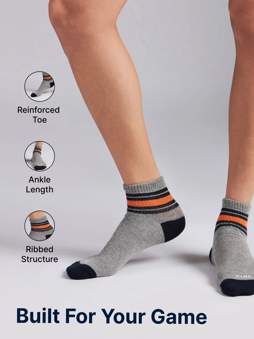 Cult Sports Men's Ankle Length Cotton Socks - Multicolour (Pack of 3)