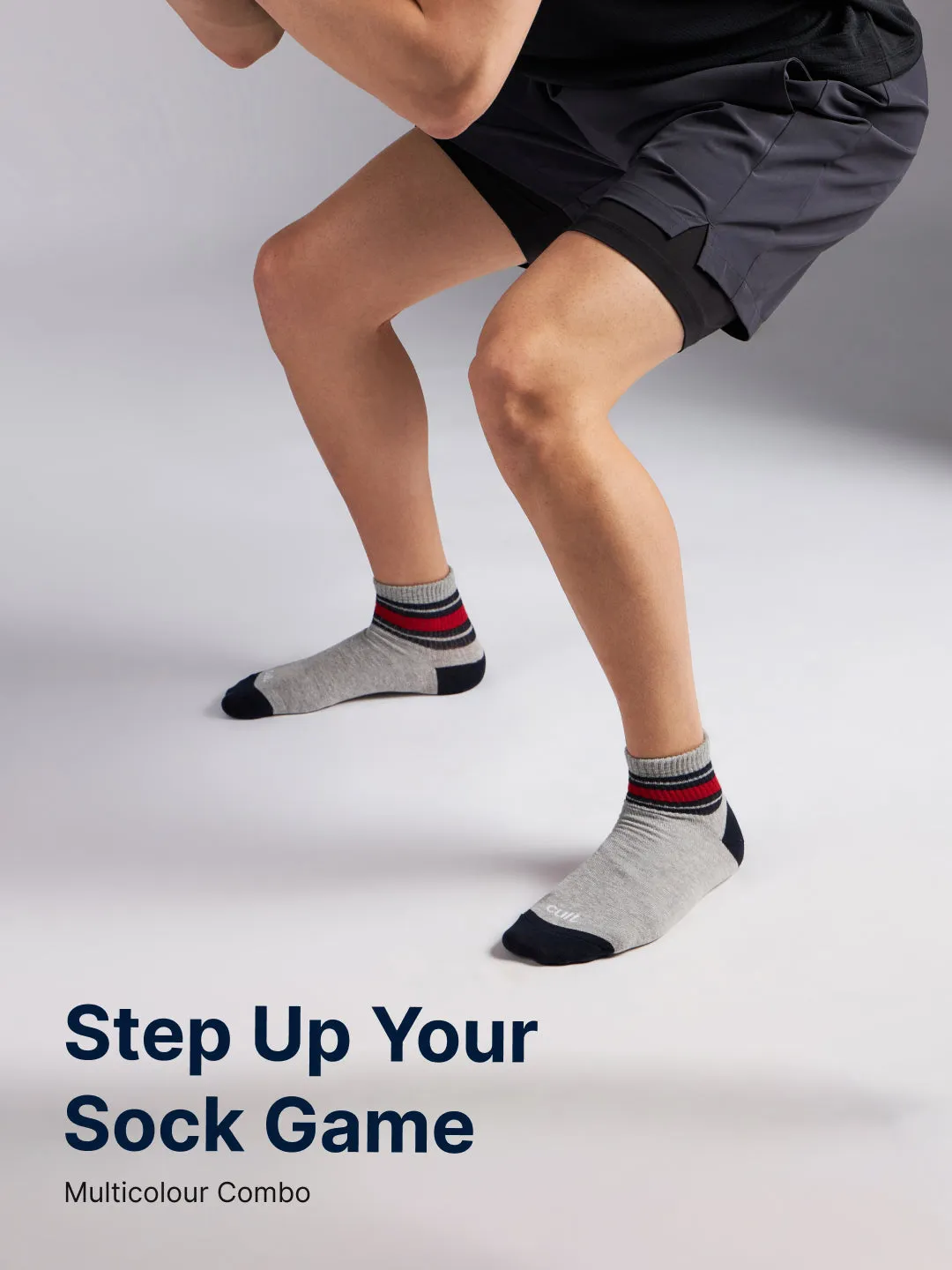 Cult Sports Men's Ankle Length Cotton Socks - Multicolour (Pack of 3)