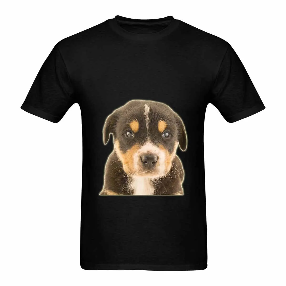 Custom Dog Face Tee Black Classic Men's All Over Print T-shirt Personalzied Photo Shirts for Him