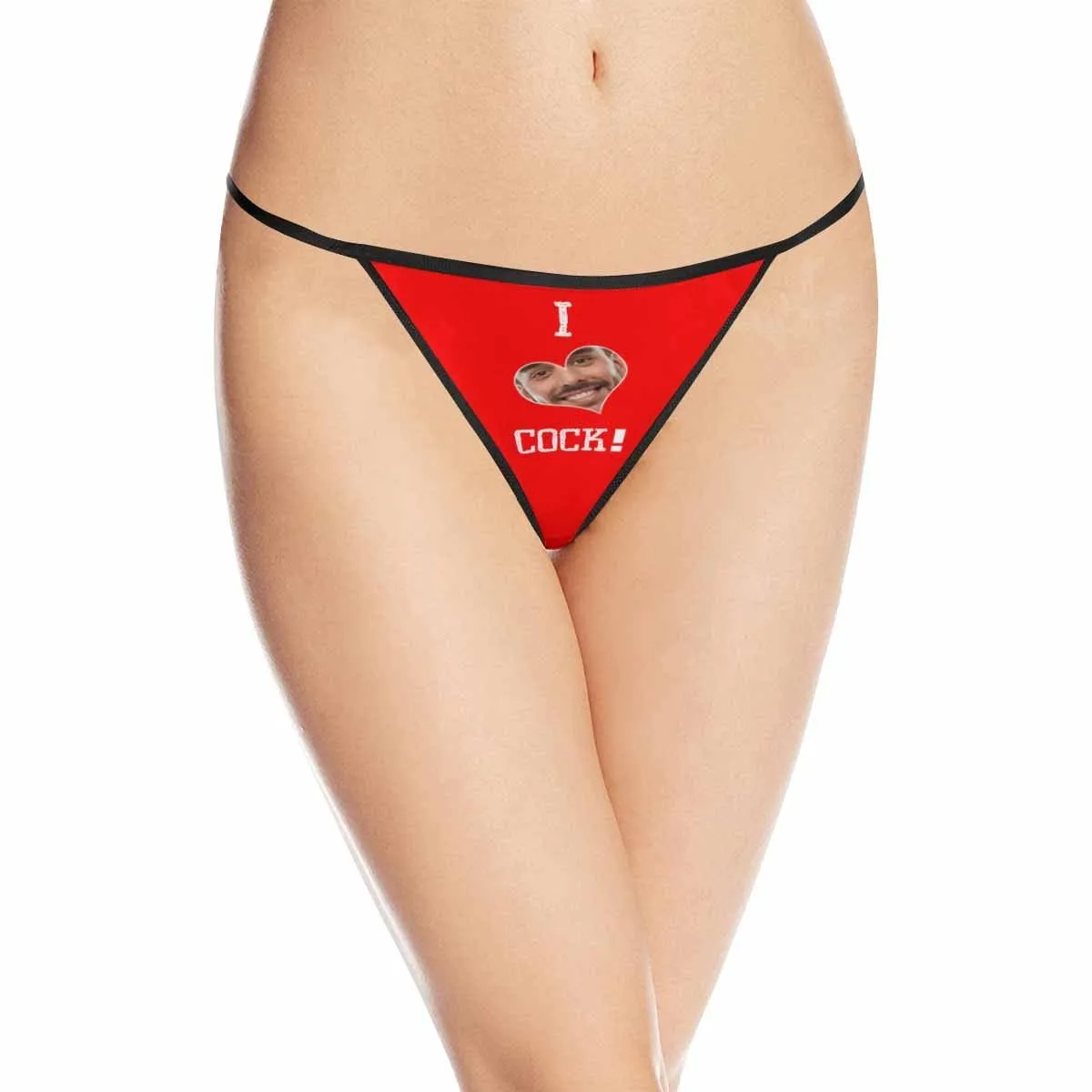 Custom Face Thongs Underwear for Women Personalized I Love Cock Women's G-String Panties Valentine's Gift for Her
