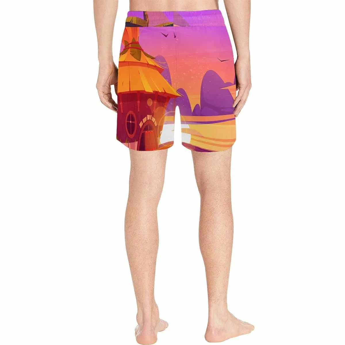 Custom Photo Swim Trunks Personalized Beautiful Sky Men's Quick Dry Swim Shorts with Couple Sweet Picture