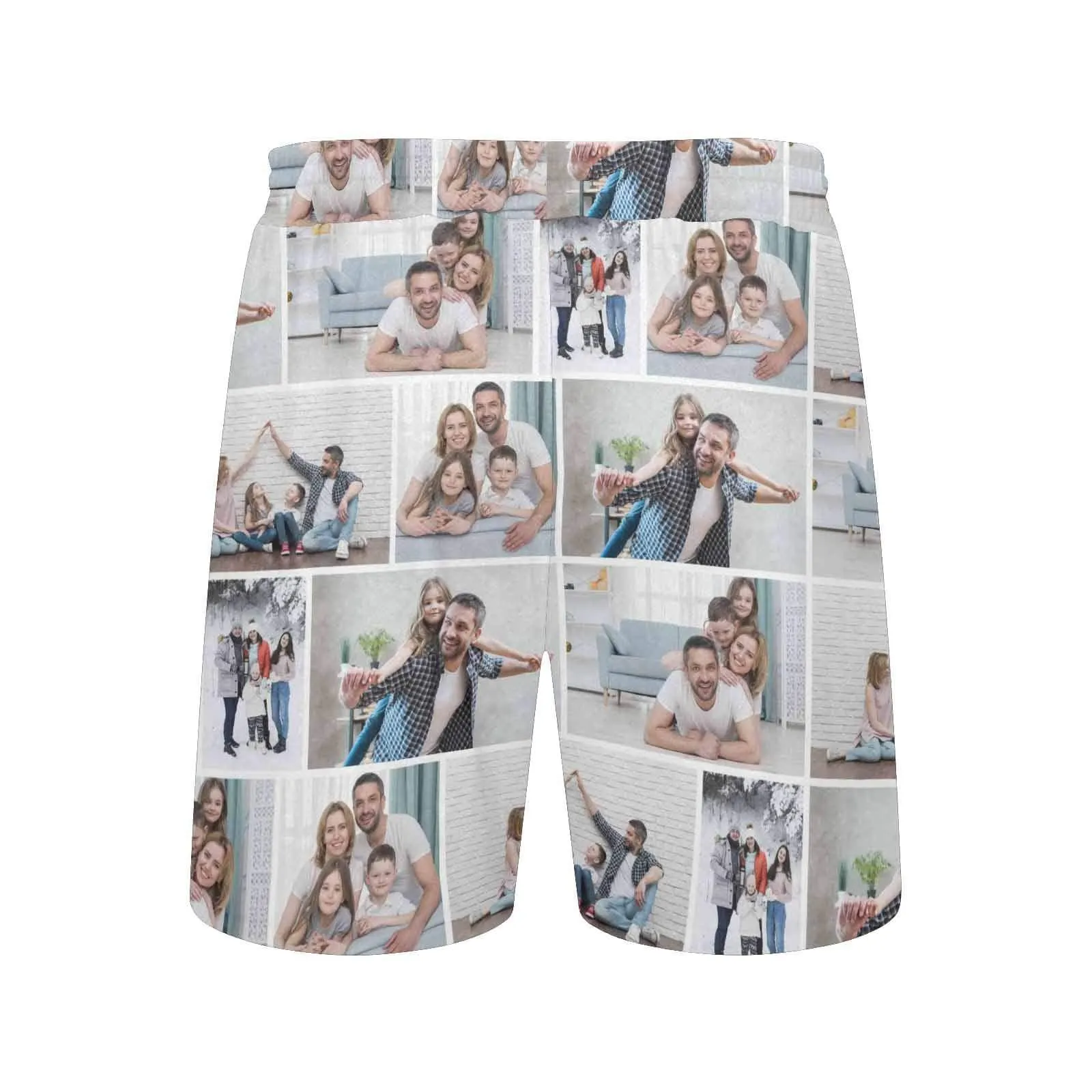 Custom Photo Swimming Trunks Happy Family Time Enjoy Men's Quick Dry Swim Shorts with Pictures