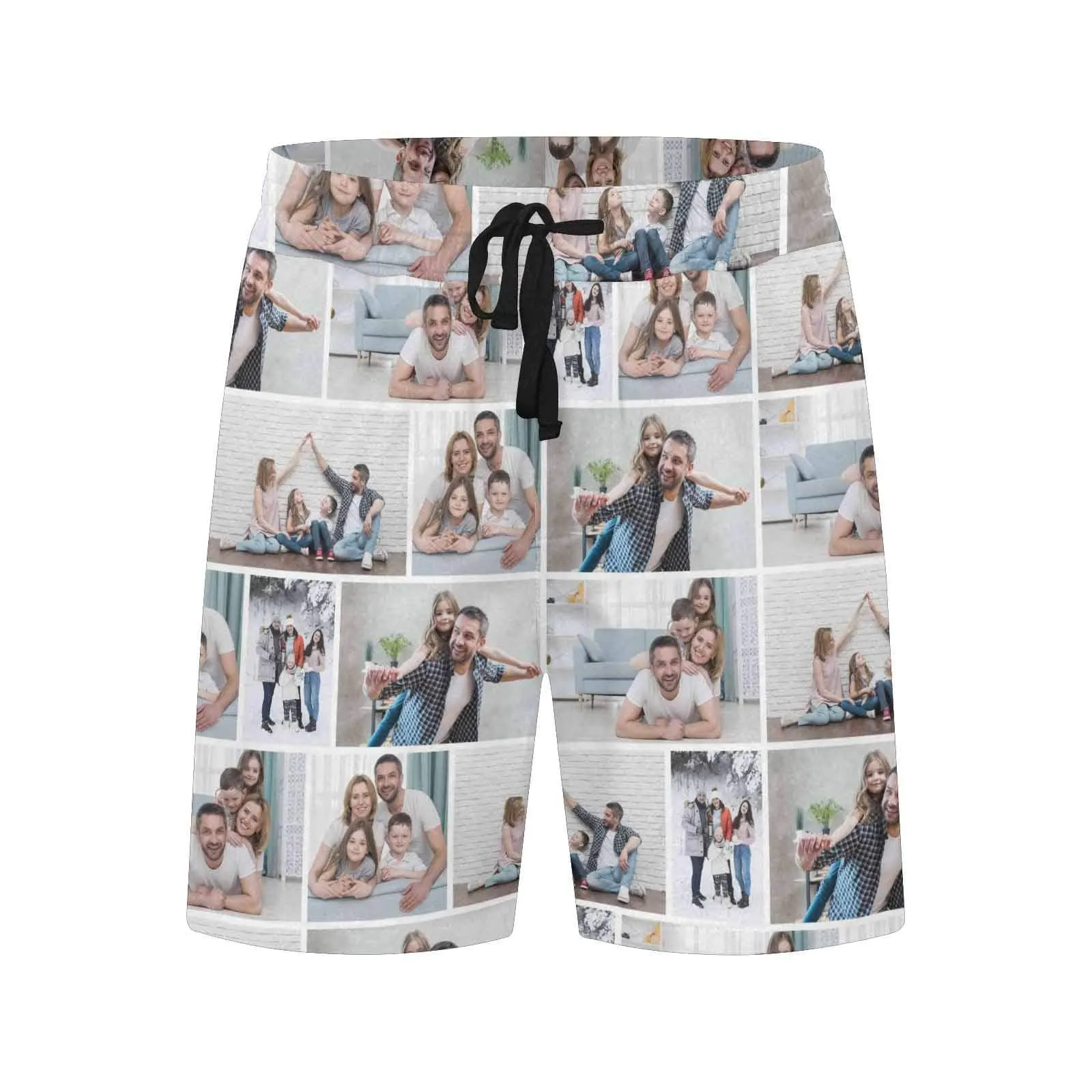 Custom Photo Swimming Trunks Happy Family Time Enjoy Men's Quick Dry Swim Shorts with Pictures