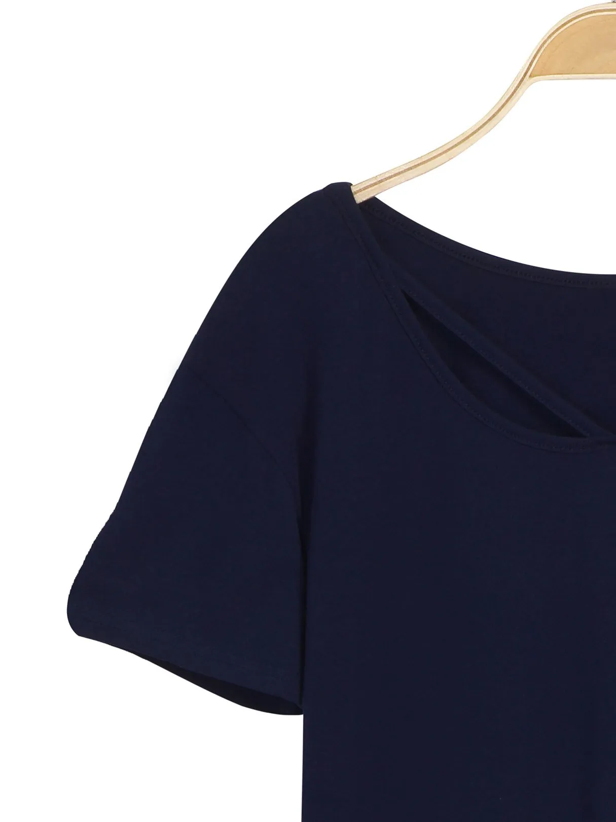 Custom Round Neck V-Neck Short Sleeve Blue T-Shirts