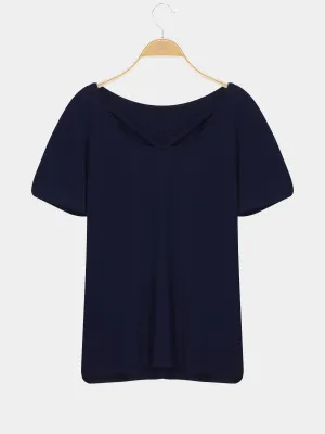 Custom Round Neck V-Neck Short Sleeve Blue T-Shirts