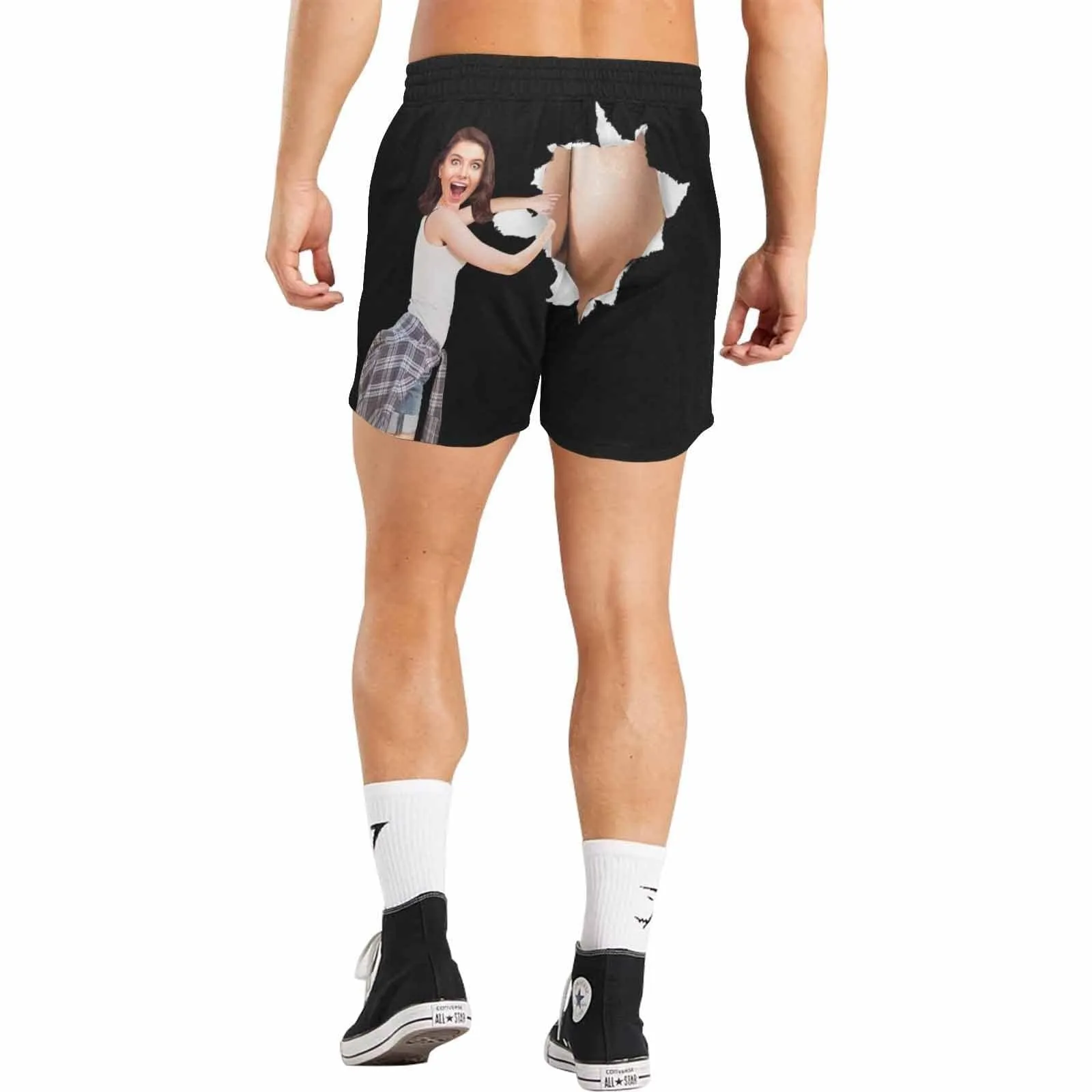 Custom Swimming Trunks with Face & Name Personalized Humorous Men's Quick Dry Swim Shorts with Girlfriend's Face
