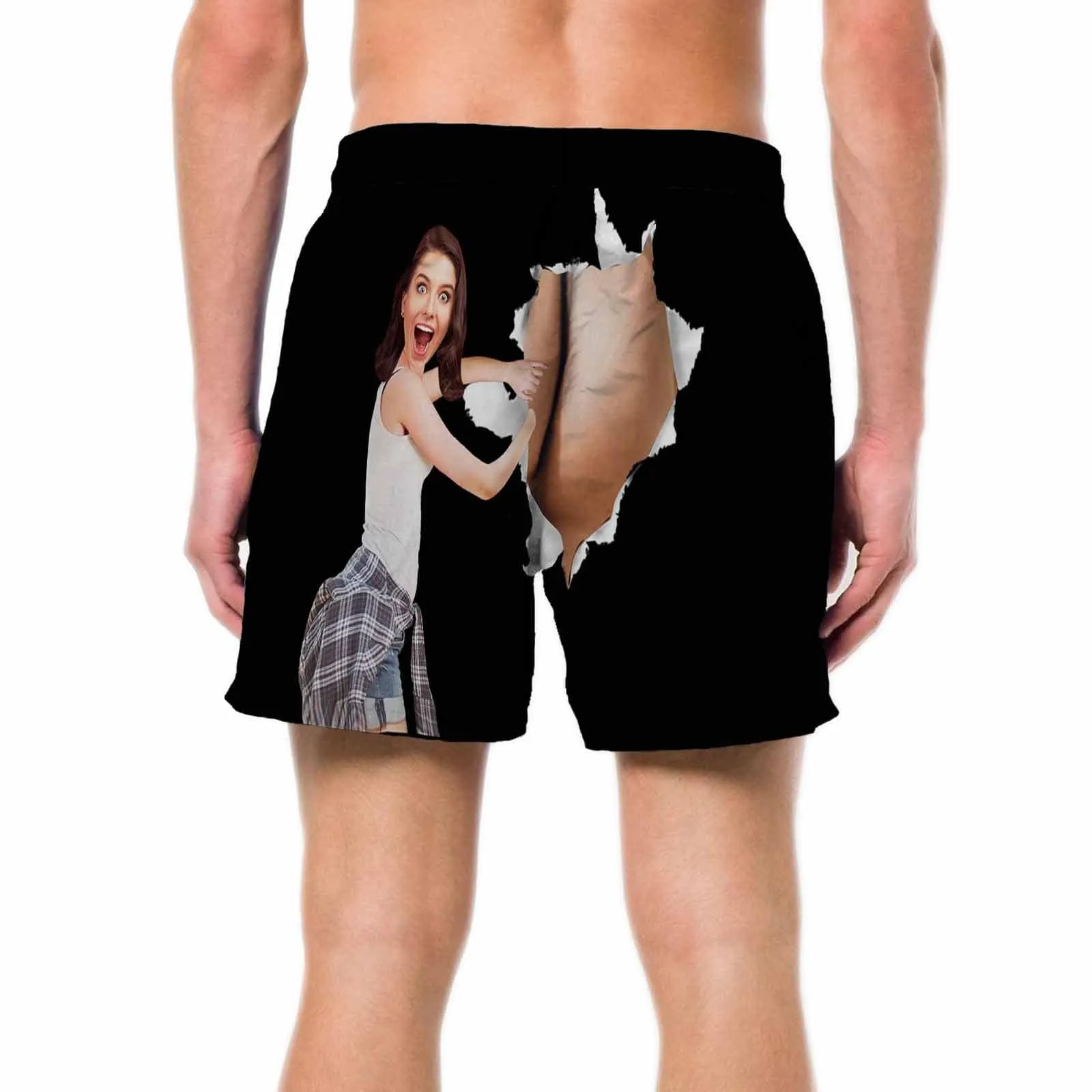 Custom Swimming Trunks with Face & Name Personalized Humorous Men's Quick Dry Swim Shorts with Girlfriend's Face