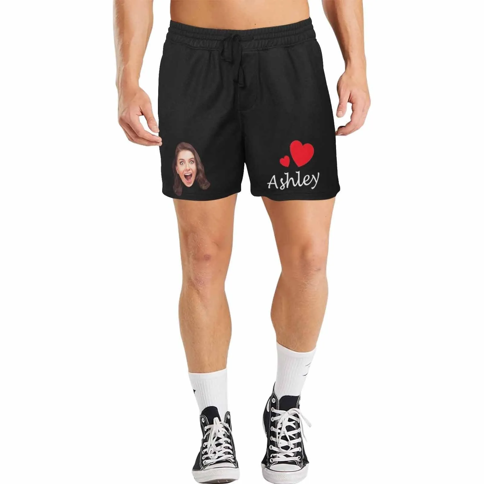 Custom Swimming Trunks with Face & Name Personalized Humorous Men's Quick Dry Swim Shorts with Girlfriend's Face