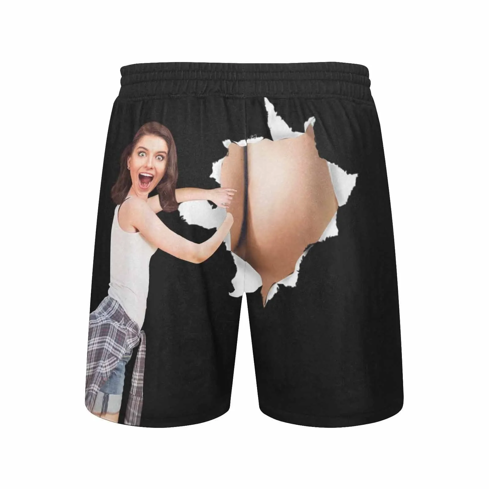 Custom Swimming Trunks with Face & Name Personalized Humorous Men's Quick Dry Swim Shorts with Girlfriend's Face