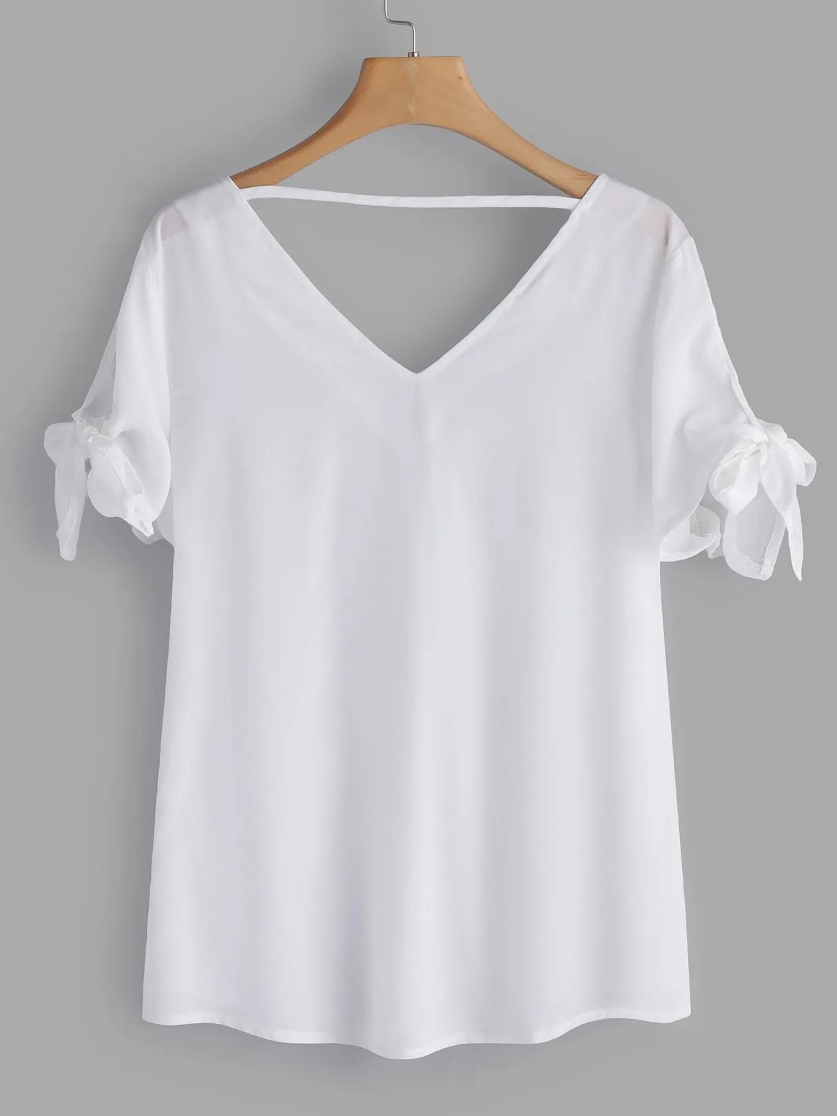 Custom V-Neck Backless Short Sleeve White T-Shirts