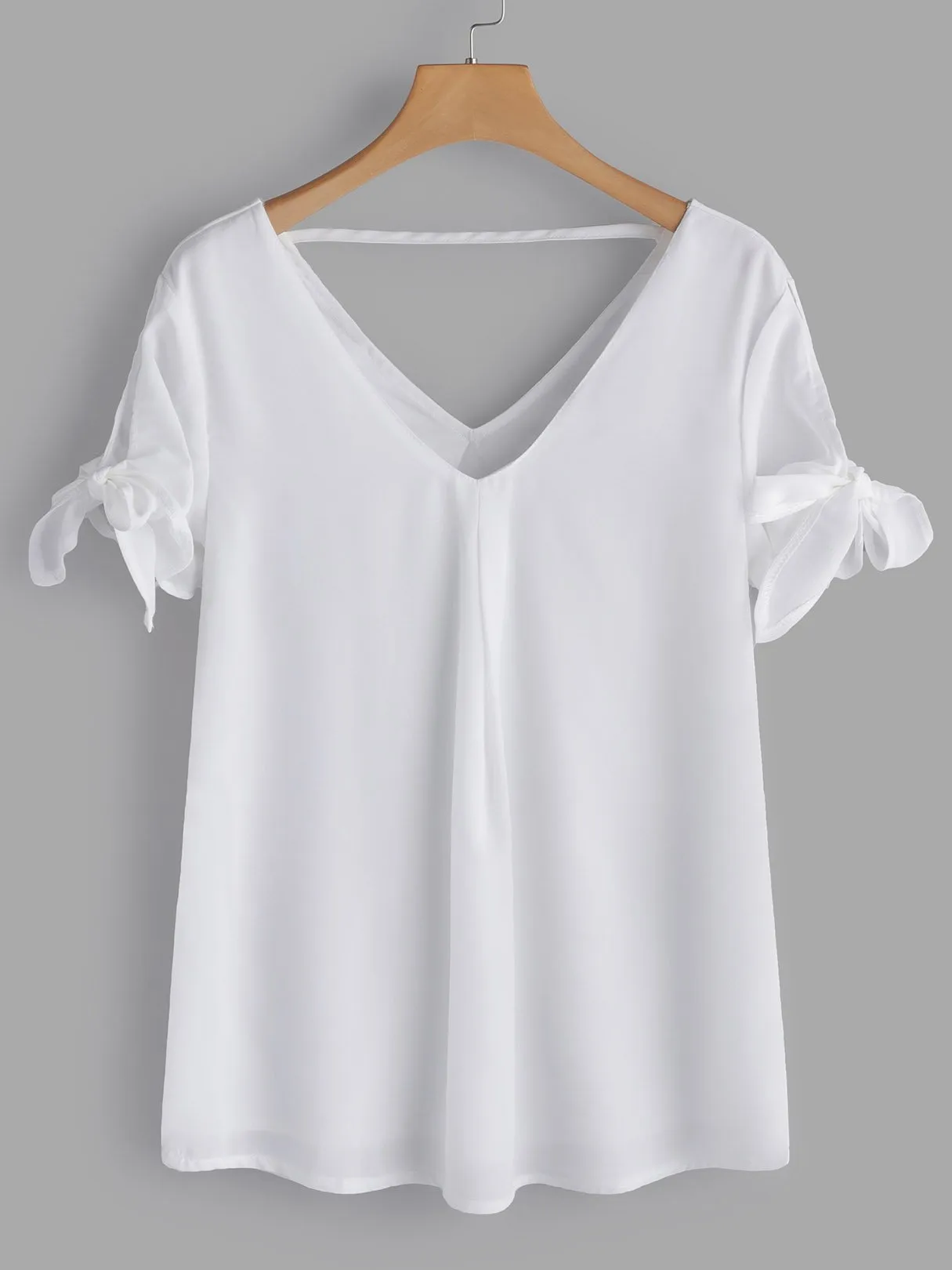 Custom V-Neck Backless Short Sleeve White T-Shirts