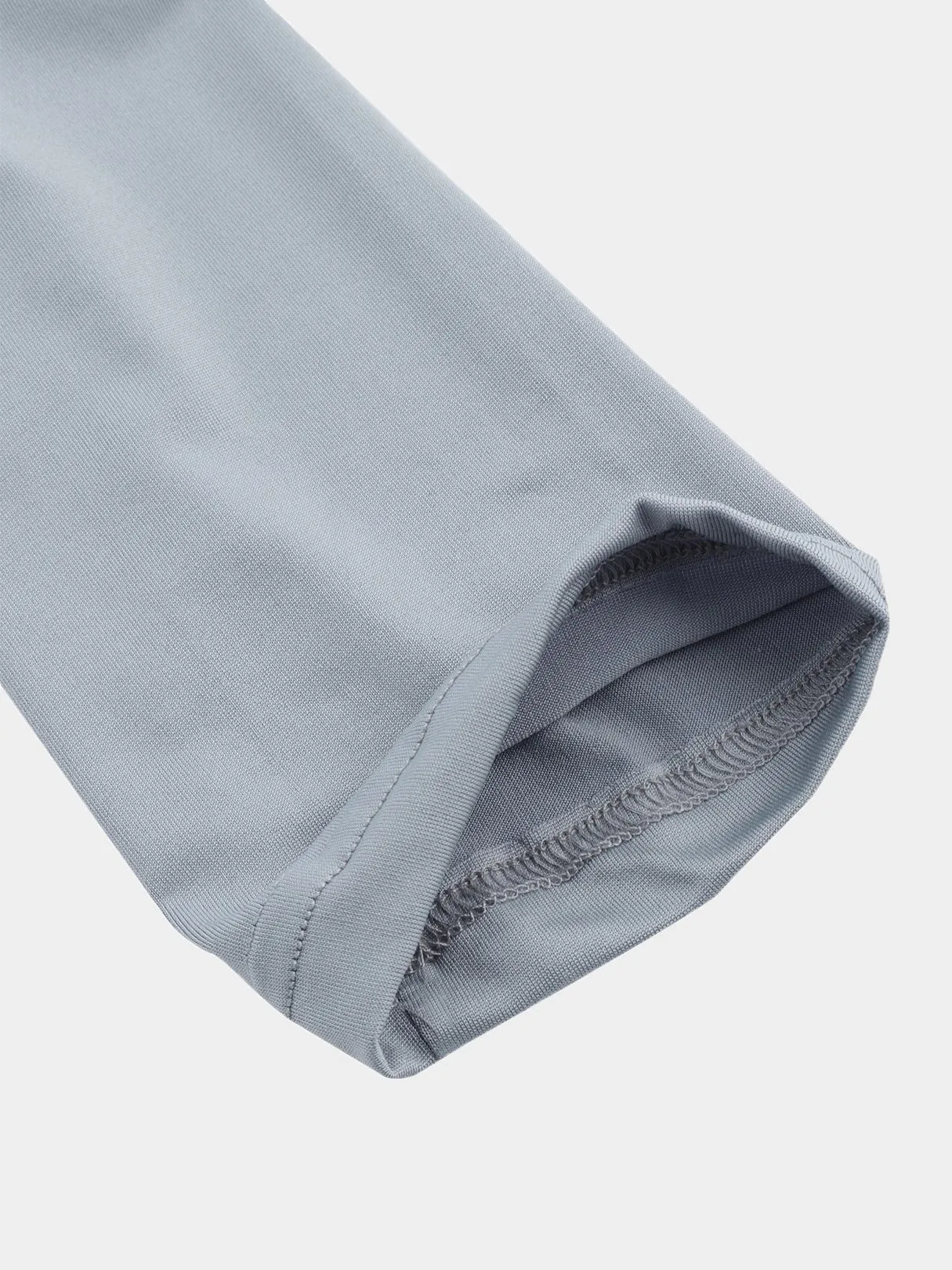 Custom V-Neck Crossed Front Pleated Long Sleeve Irregular Hem Grey T-Shirts
