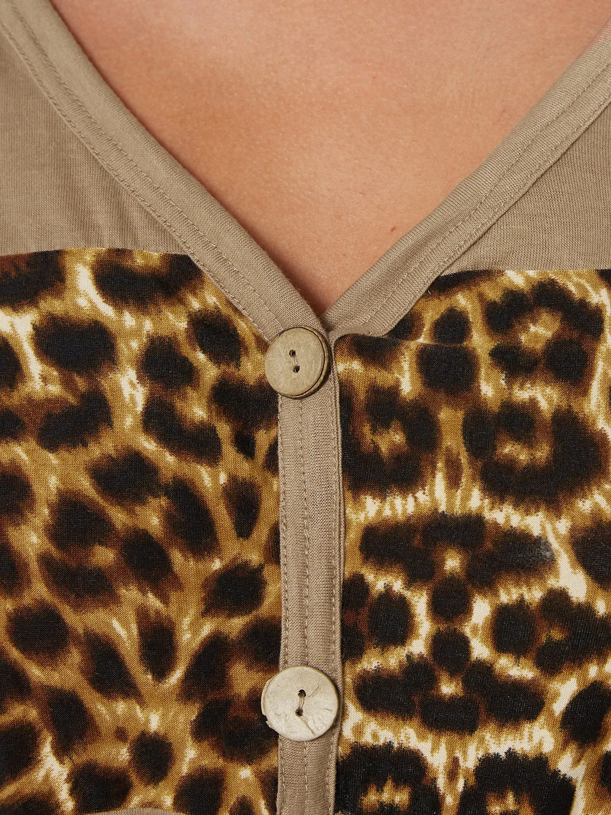 Custom V-Neck Leopard Khaki T-Shirts